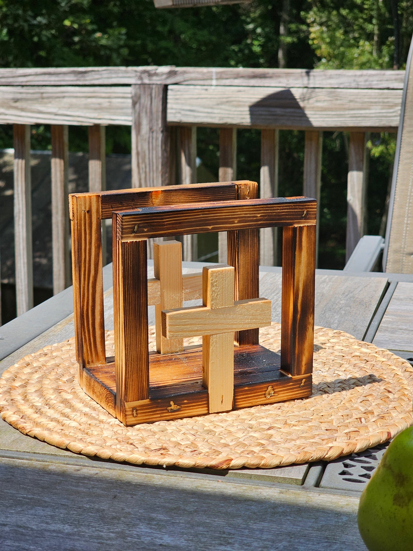 Rustic decorative napkin holder.