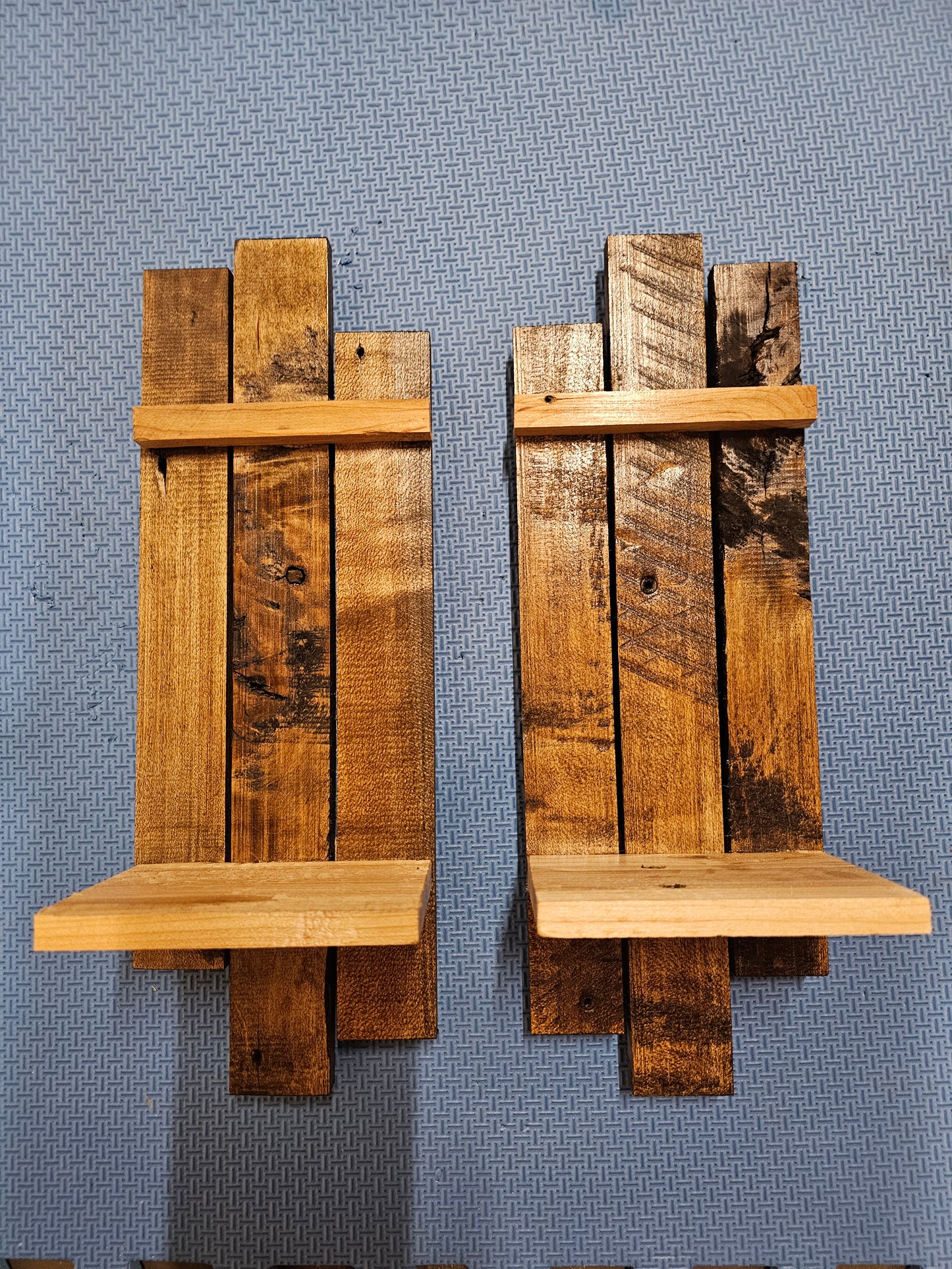Decorative white oak shelves.