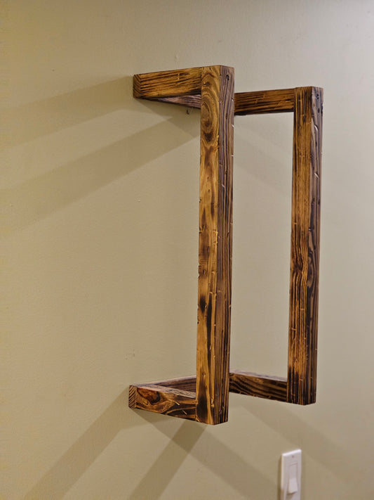 Rustic wall mount towel rack.