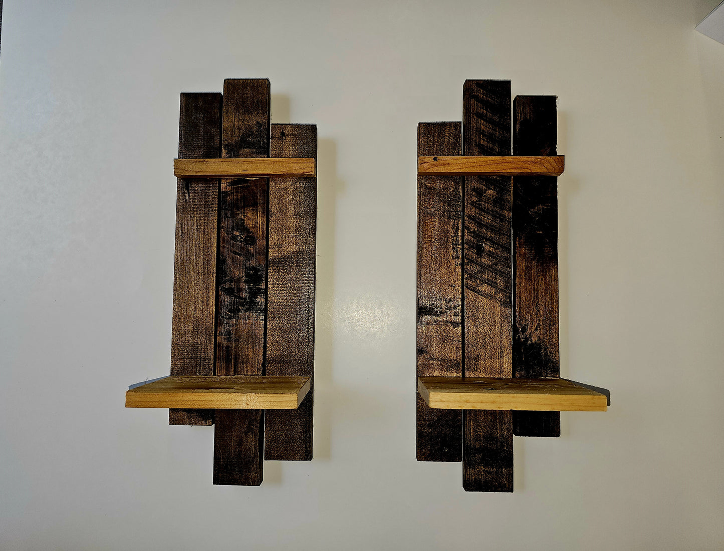 Decorative white oak shelves.