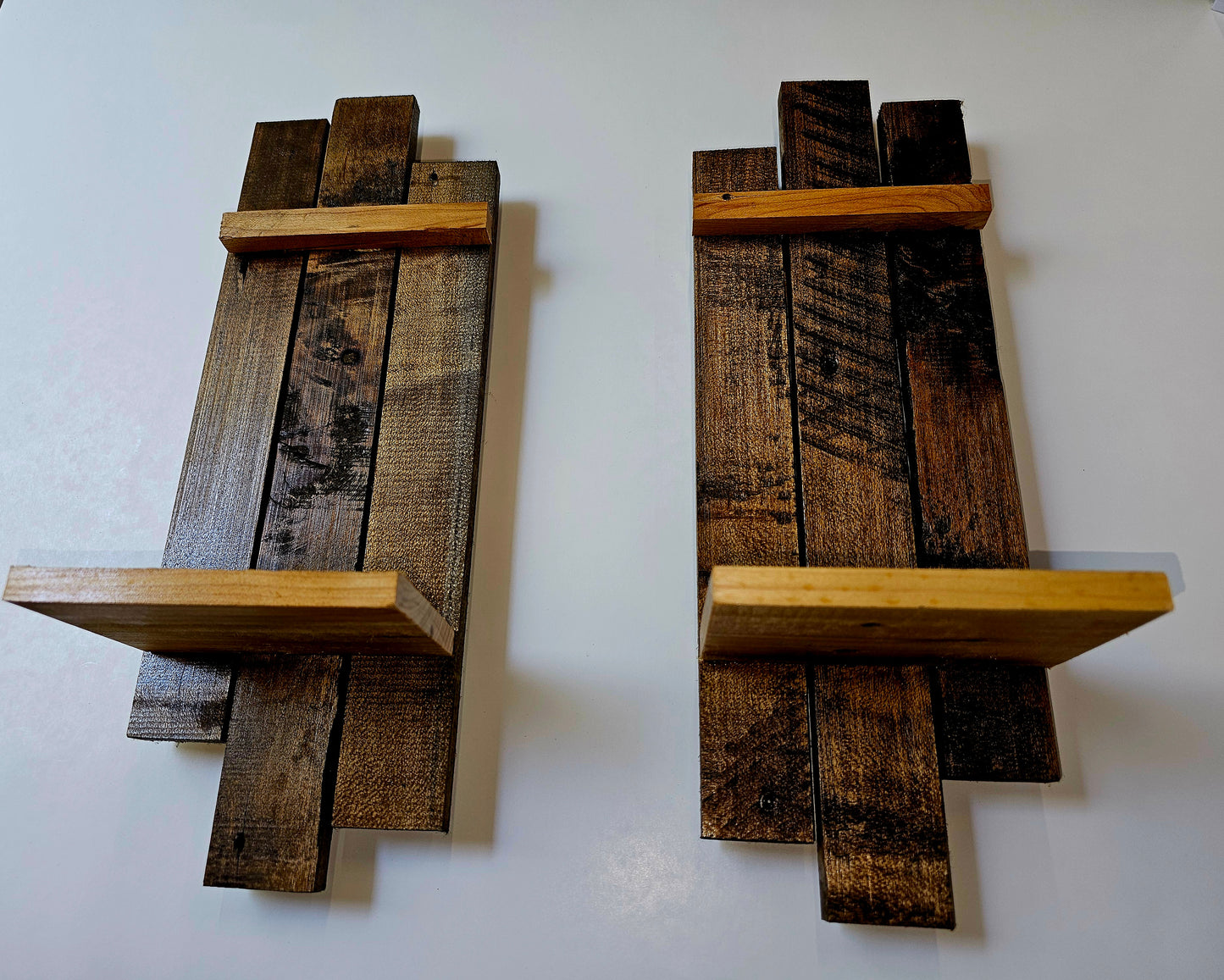 Decorative white oak shelves.