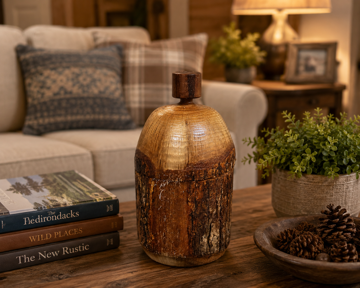 Custom turned oak jar