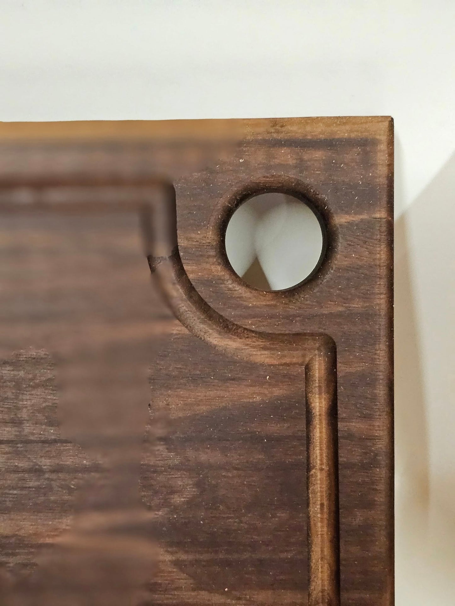 Dark American walnut cutting board. Medium size