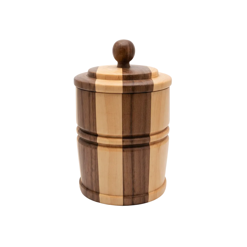 Wood utility jar.